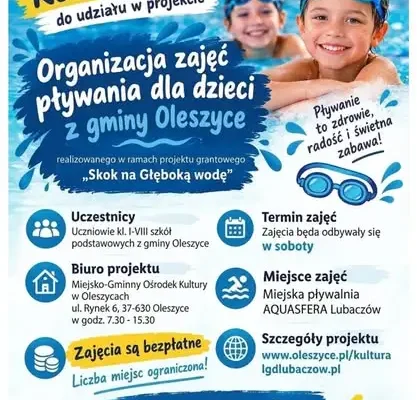 Bezpłatne zajęcia pływania dla dzieci z gminy Oleszyce – rusza rekrutacja