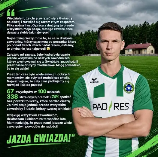 Tomasz Sęga świętuje 100 meczów na ławce trenerskiej Gwiazdy Wielkie Oczy