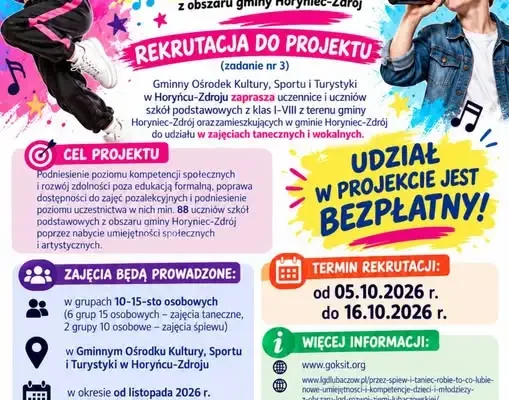 Horyniec-Zdrój: bezpłatne zajęcia taneczne i wokalne dla dzieci i młodzieży