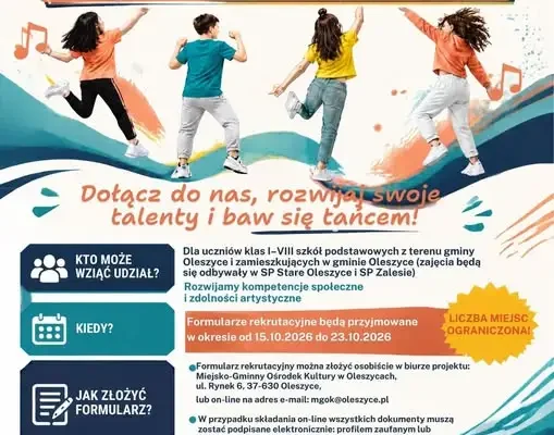 Bezpłatne zajęcia taneczne dla dzieci z gminy Oleszyce – rusza nabór