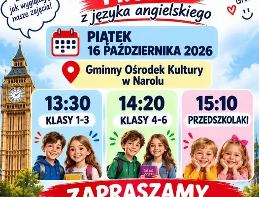 Bezpłatne zajęcia próbne z języka angielskiego w Gminnym Ośrodku Kultury w Narolu