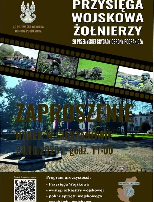 Przysięga wojskowa 20. Przemyskiej Brygady Obrony Pogranicza na Rynku w Cieszanowie