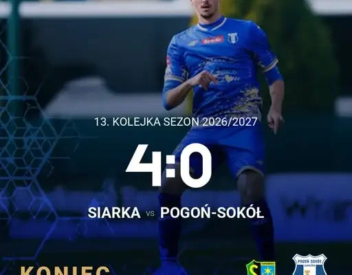Pogoń-Sokół Lubaczów przegrywa 0:4 z Siarką Tarnobrzeg