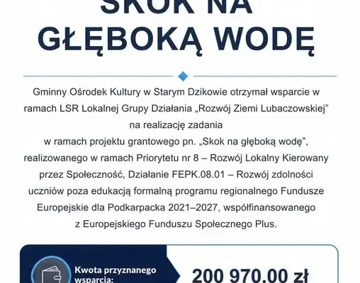 Prawie 201 tys. zł na naukę pływania dla uczniów ze Starego Dzikowa