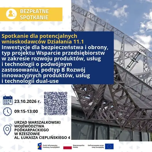 Bezpłatne spotkanie o funduszach na innowacje dual-use w Rzeszowie