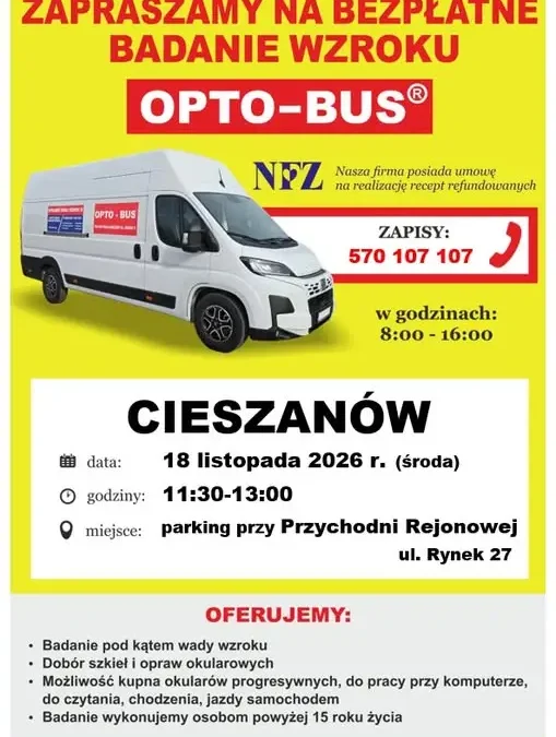 Bezpłatne badanie wzroku w Cieszanowie – 18 listopada 2026