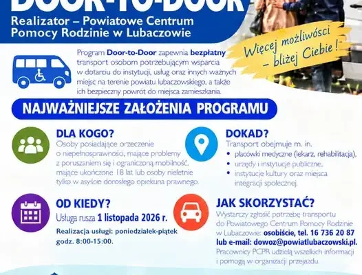 Bezpłatny transport Door-to-Door dla mieszkańców powiatu lubaczowskiego od 1 listopada